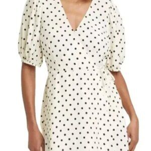 A NEW DAY POLKA DOT WRAP DRESS SZ L